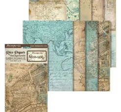 Motiv-Strohseide Backgrounds "Around the World", 8er-Set