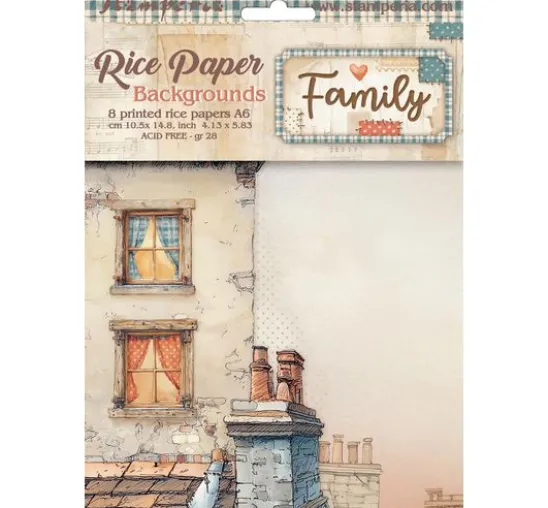 Motiv-Strohseide Backgrounds "Family", 8er-Set