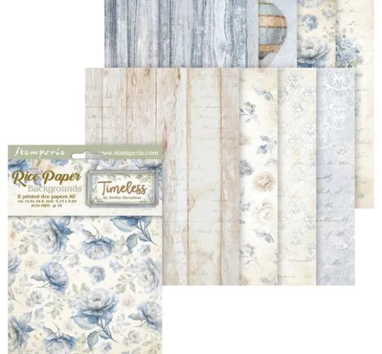 Motiv-Strohseide Backgrounds "Timeless", DIN A6, 8er Set