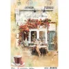 Motiv-Strohseide "Café de Paris"
