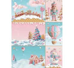 Motiv-Strohseide "Candy Christmas - Cards"