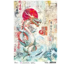 Motiv-Strohseide "Land of the Rising Sun - Drache"