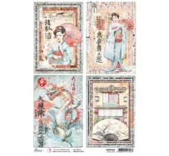 Motiv-Strohseide "Land of the Rising Sun - Japanische Karten"
