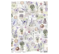 Motiv-Strohseide "Morning Provence - Purple Fields"