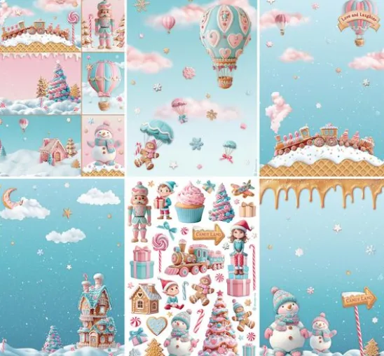Motiv-Strohseiden Sortiment "Candy Christmas", 6er-Set