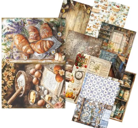 Motiv-Strohseiden Sortiment "Cookbook", 8er-Set