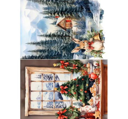 Motiv-Strohseiden Sortiment "Cosy Christmas", 8er-Set