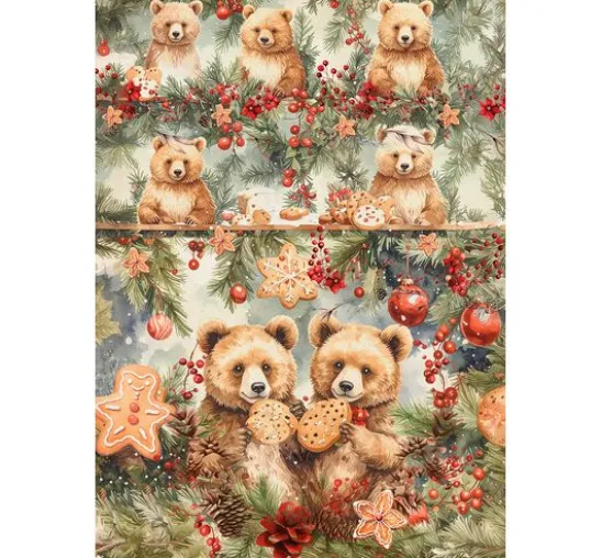 Motiv-Strohseiden Sortiment "Cosy Christmas", 8er-Set