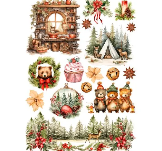 Motiv-Strohseiden Sortiment "Cosy Christmas", 8er-Set