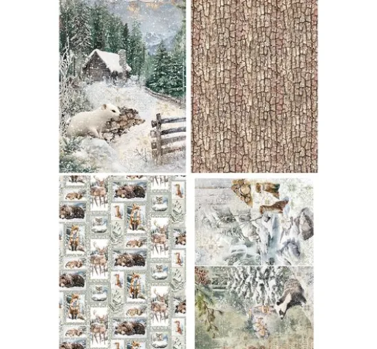 Motiv-Strohseiden Sortiment "Forest Tales", 4er-Set