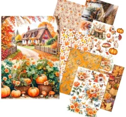 Motiv-Strohseiden Sortiment "Hallo Herbst", 8er-Set