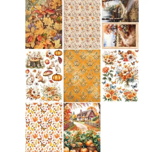 Motiv-Strohseiden Sortiment "Hallo Herbst", 8er-Set