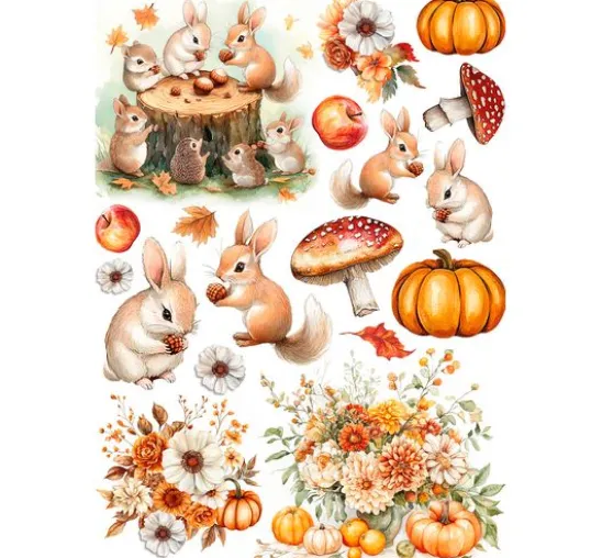 Motiv-Strohseiden Sortiment "Hallo Herbst", 8er-Set
