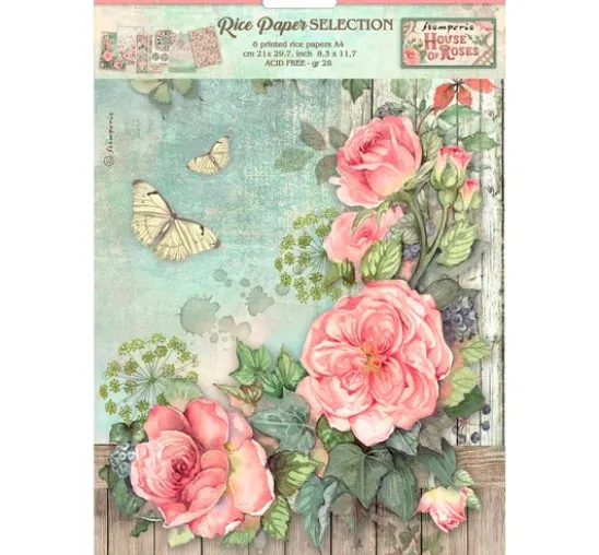 Motiv-Strohseiden Sortiment "House of Roses", 6er-Set