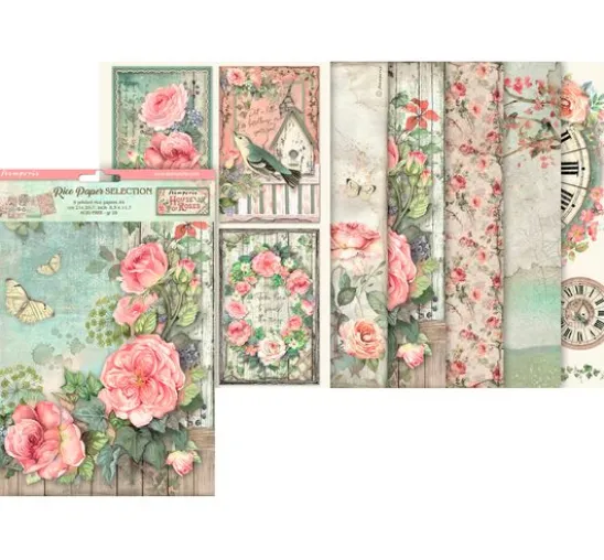 Motiv-Strohseiden Sortiment "House of Roses", 6er-Set