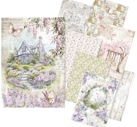 Motiv-Strohseiden Sortiment "Secret Garden", 8er-Set