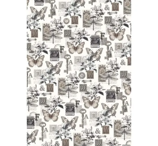 Motiv-Strohseiden Sortiment "Typographic", 4er-Set