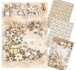 Motiv-Strohseiden Sortiment "Winter Season", 4er-Set