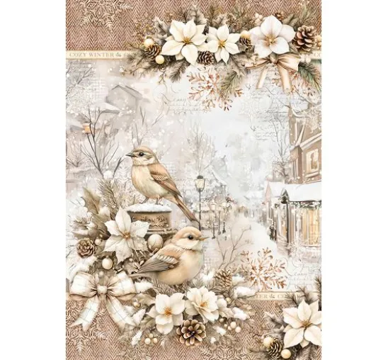 Motiv-Strohseiden Sortiment "Winter Season", 4er-Set