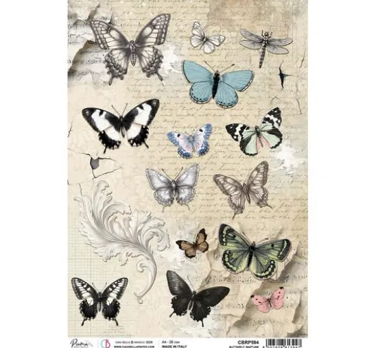 Motiv-Strohseide "Typographic - Butterfly"