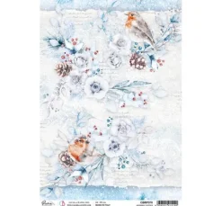 Motiv-Strohseide "Vögel im Winter"