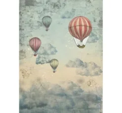 Motiv-Strohseide "Voyages Fantastiques - Air Balloons"
