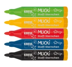 Mucki Stoff-Sternchen Stoffmalstift, 5er-Set