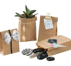 Papiertüten mit Blockboden aus Kraftpapier, 15 Stück