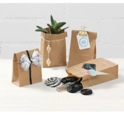 Papiertüten mit Blockboden aus Kraftpapier, 15 Stück