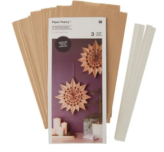 Papiertüten Sterne-Set, groß, Braun