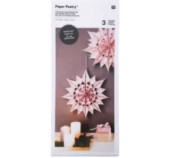 Papiertüten Sterne-Set "Merry Christmas", groß, Rosa