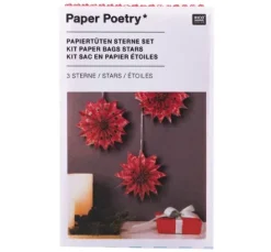 Papiertüten Sterne-Set "Merry Christmas", klein, Rot
