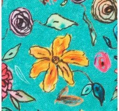 Polyester-Stoff "Blumen-Türkis"