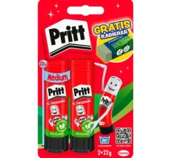 Pritt Klebestifte 2x 22 g, plus Radierer