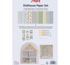 Puppenhaus-Papierset, 10 Bogen DIN A4 + 1 Bogen mit Fahnen und Bildern