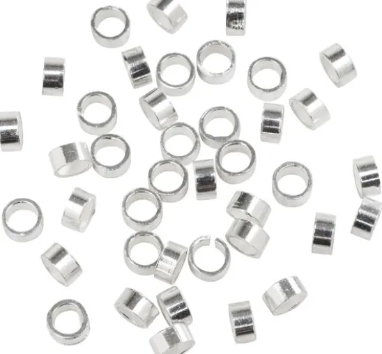 Quetschperlen, 925er Sterling-Silber, 40 Stk.