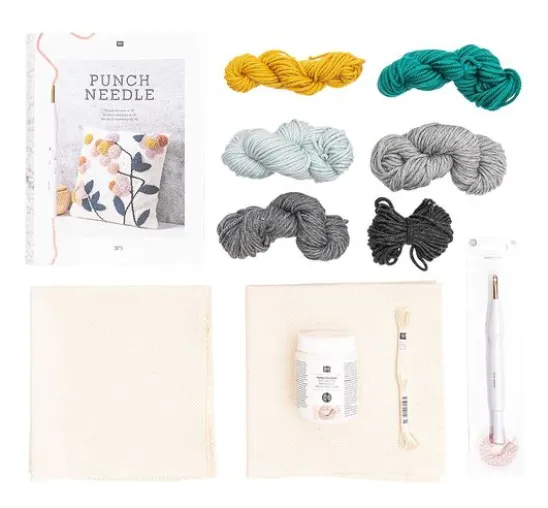 Rico Design Punch Needle Set "Kissen Blumen"