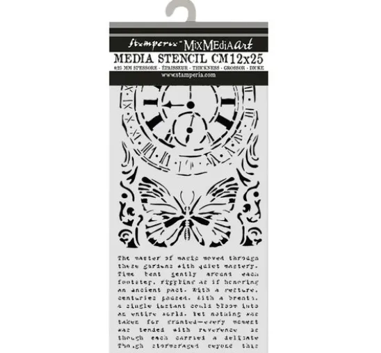 Schablone "Gardens of Time - Clock and Butterfly"
