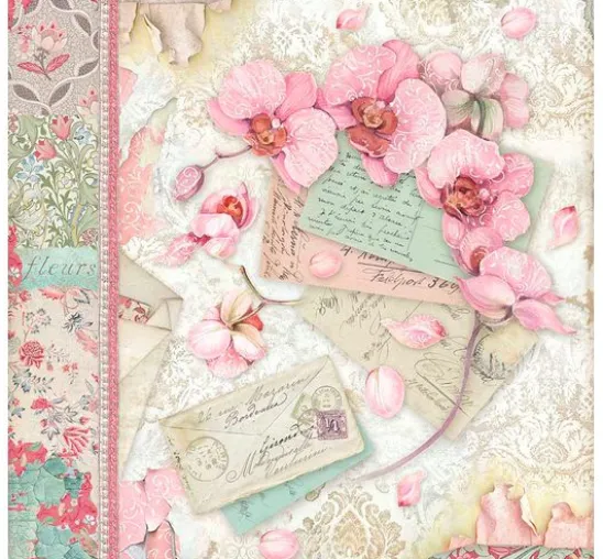 Scrapbook-Block "Katze und Orchidee"