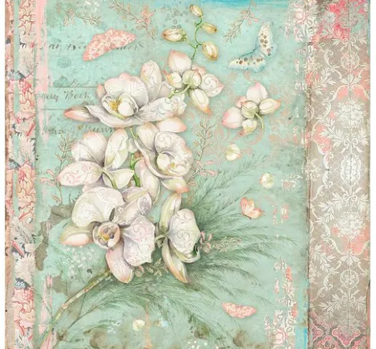 Scrapbook-Block "Katze und Orchidee"