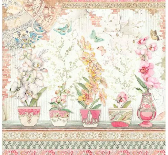 Scrapbook-Block "Katze und Orchidee"