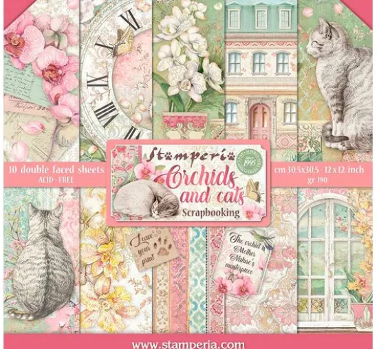 Scrapbook-Block "Katze und Orchidee"