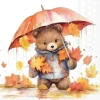 Serviette "Bär mit Regenschirm"