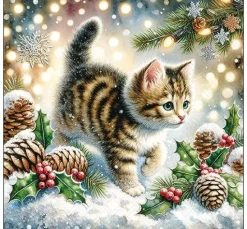 Serviette "Cute Cat In The Snow"