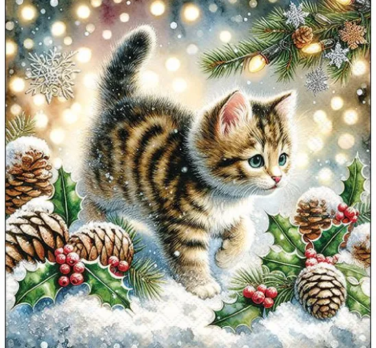 Serviette "Cute Cat In The Snow"
