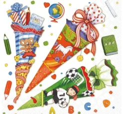 Serviette "Drei Schultüten"