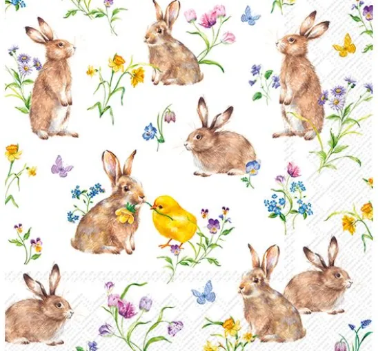 Serviette "Häschen und Küken"