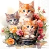 Serviette "Kittens in Basket"