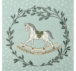 Serviette "Schaukelpferd im Kranz"