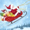 Serviette "Schlittenfahrt mit Santa"